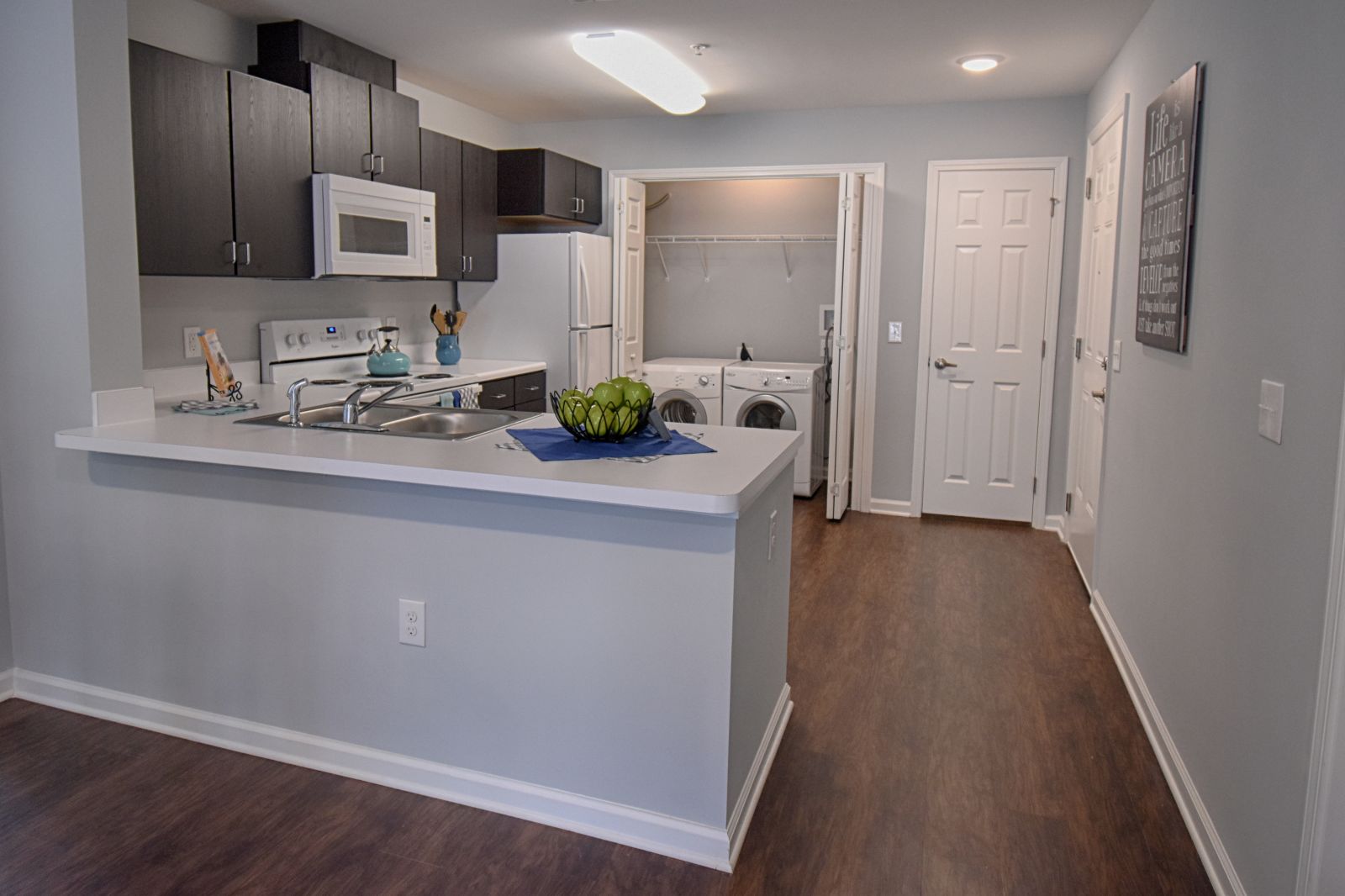 kitchen with in-suite laundry