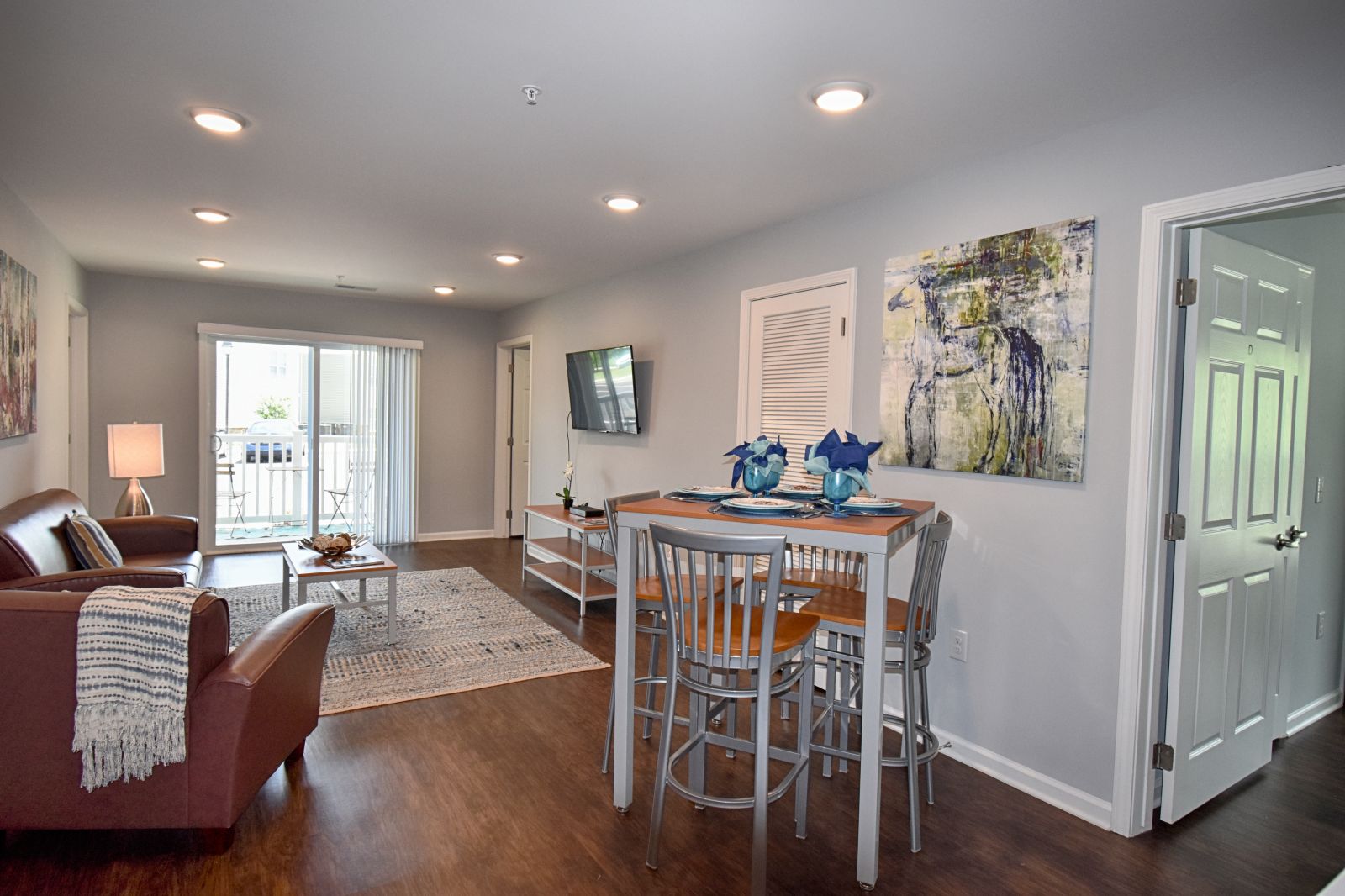 living room with dining table